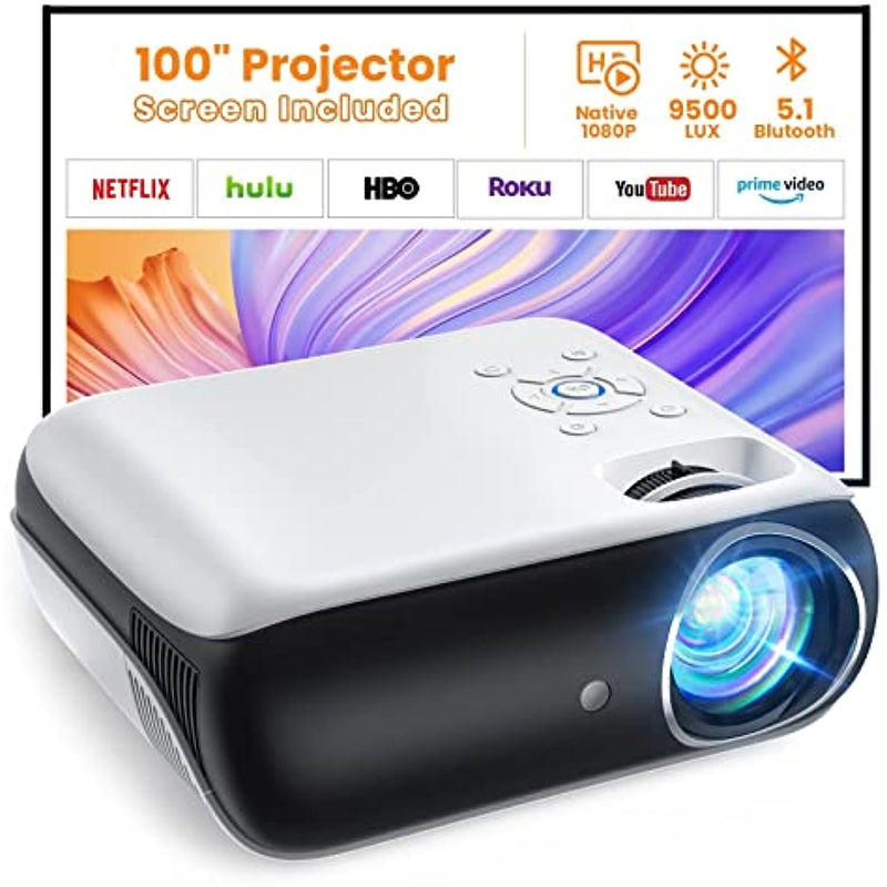 9500L Portable Outdoor Movie Projector Compatible With Smartphone Hdmi Usb Av Fire Stick Ps5