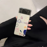 Cute Art Line Graffiti Clear Hard Pc Phone Case For Samsung Galaxy Z Flip 3 Cover Folding Display Women Girls Fashion Skin For Galaxy Zflip3