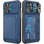 Shockproof Case with Camera Cover & Card Holder for iPhone 14 Pro Max 1315