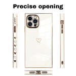 Bonoma Square Case Compatible With Iphone 13 Pro Max Case Love Heart Plating Electroplate Luxury Elegant Case Screen Protector Soft Tpu Shockproof Protective Corner Back Cover White