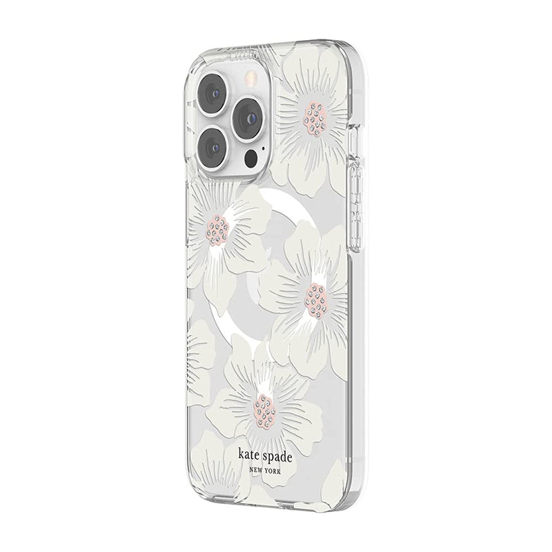 Kate Spade New York Protective Hardshell Case For Magsafe For Iphone 13 Pro Hollyhock Floral Clear