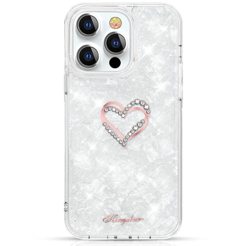 Kingxbar Protective Cover Designed For Iphone 13 Pro Max Case 6 7 Inch With Bling Crystals Glitter Shockproof For Apple 13 Pro Max Phone Cases White