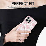Ook Iphone 13 Pro Max Case Clear With Pink Cow Print Pattern Design Case For Women Shockproof Scratch Resistant Slim Fit Protective Phone Case With Tempered Film