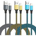 10 Ft Nylon Braided Iphone Charger Cord Compatible With Iphone 13 12 11 Pro Max Xs Max Xr Xs X 8 7 Plus 6S 6 Se 5S Ipad 3 Pack