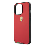 Ferrari Phone Case For Iphone 13 Pro In Red With Italian Flag Line Pu Leather Protective Durable Case With Easy Snap On Shock Absorption Signature Logo