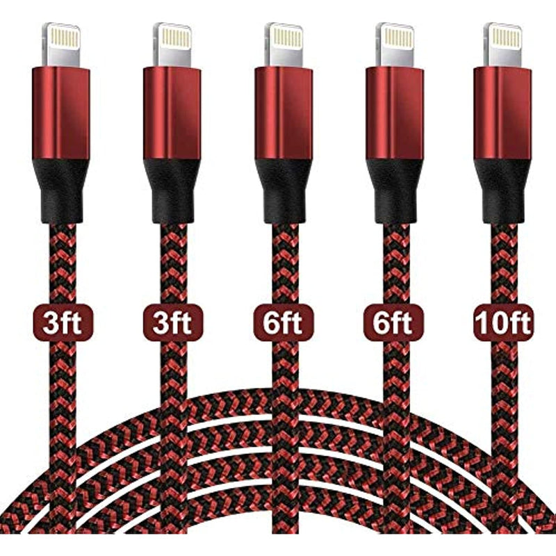 5Pack Iphone Charger Nylon Braided Fast Charging Lightning Cable