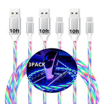 Usb Type C Cable3 Pack 10Ft Led Light Up Charging Usb A To Usb C Flowing Charge Cord