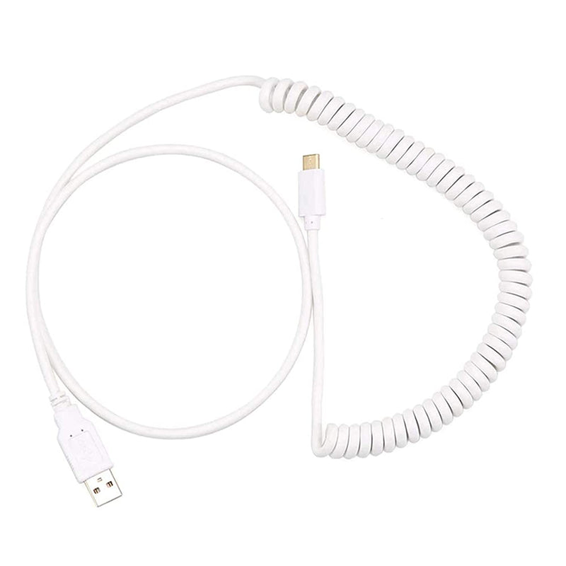 New Type C Usb Coiled Charging Cable Retractable Wire Mechanical Keyboard