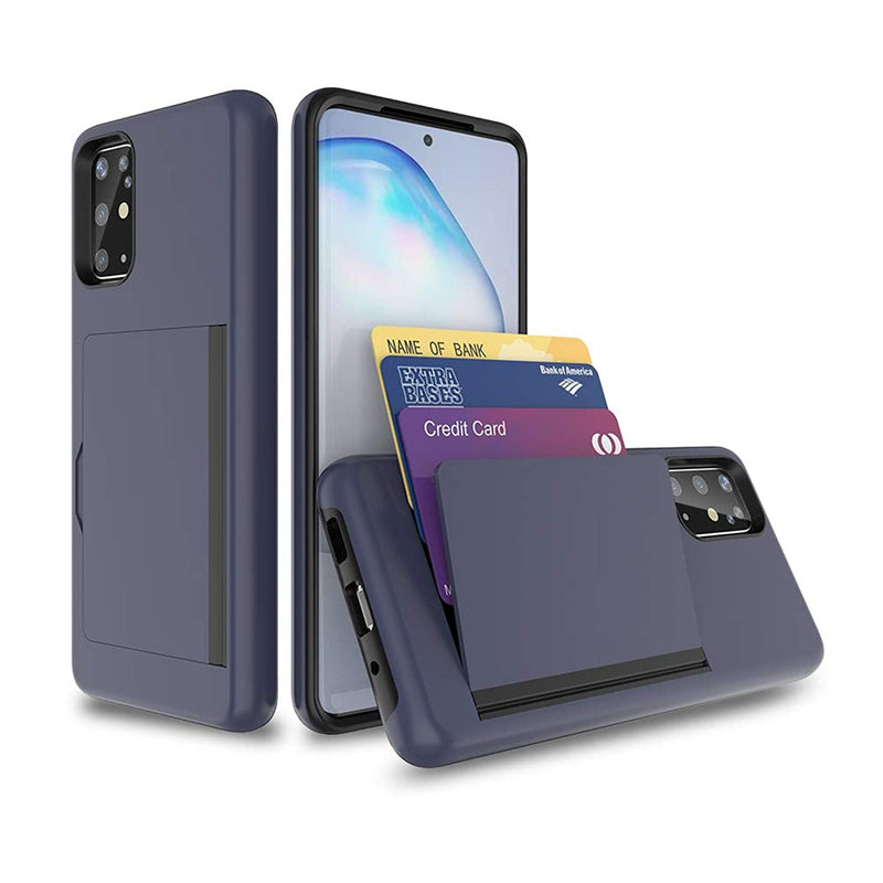 Galaxy A71 5G Edition Case With Card Holder Shockproof Armor Silicone Hybrid Rugged Protective Wallet Cover Case For Samsung Galaxy A71 5G Edition Grey