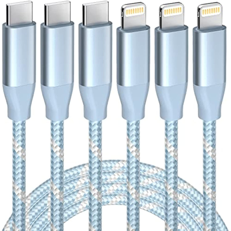 3 Pack Usb C To Lightning Cable For Iphone 14 13 12 11 Pro Max Xr Xs 8 And More 6Ft