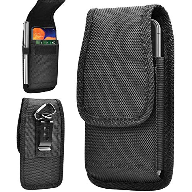 Tiflook For Samsung Galaxy S22 Ultra S21 Plus S20 Fe S10 S9 S8 A12 A32 A52 A02S A13 Note 20 Ultra Note 10 Plus Holster Belt Case With Clip Heavy Duty Rugged Nylon Cell Phone Pouch Card Holder Black