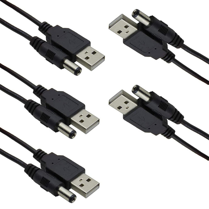 New Hiletgo 5Pcs Usb 2 0 A Male To Dc 5 5X2 1Mm 5 Volt Dc Connector Charge