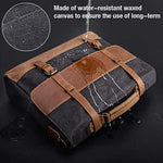 Mens Messenger Bag 15.6 Inch Waterproof Vintage Genuine Leather Waxed Canvas