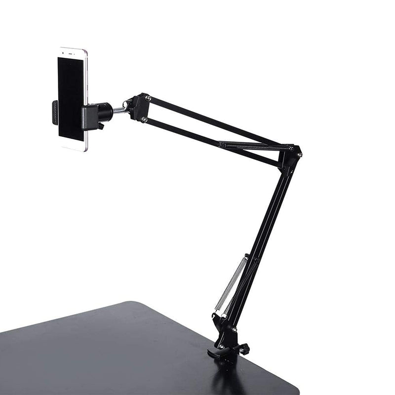 Phone Mount Holder 360 Rotation Flexible Universal Long Arm Desktop Mobile Phone Tablets Holder Stand Folding Design With Clip For Range Of 6 10Cm Smartphone For Indoor Outdoor Metting