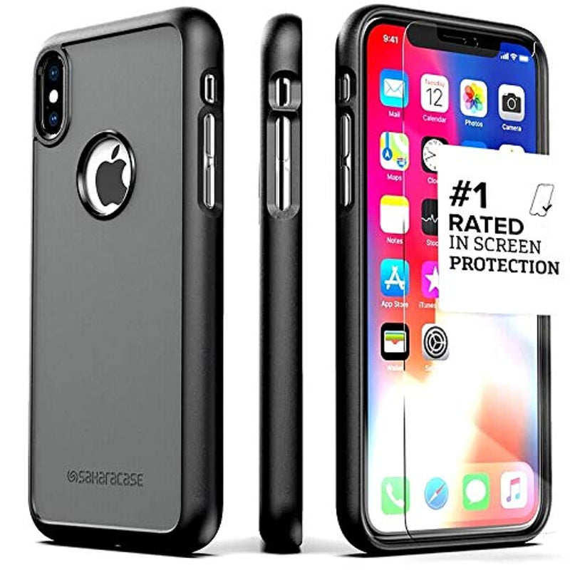 Saharacase Iphone X And Xs Case Dbulk Series Protective Kit Bundle Zerodamage Tempered Glass Screen Protector Rugged Protection Anti Slip Grip Shockproof Bumper Anti Scratch Mist Gray