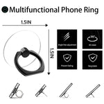 5 Pack Cell Phone Ring Holder Stand Transparent Phone Ring Grip Holder 360 Degree Clear Rotation Finger Ring Kickstand Compatible Wiht Iphone Or Phone Cases