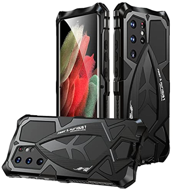 Compatible With Samsung Galaxy S21 Ultra Metal Case Military Heavy Duty Armor Shockproof Case Full Body Dropproof Dustproof Waterproof Case For Galaxy S21 Ultra S21 Ultra Black