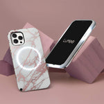 Lumee Halo By Case Mate Light Up Selfie Case For Iphone 12 Pro Max 5G Front Rear Illumination 6 7 Inch Rose Gold White Marble