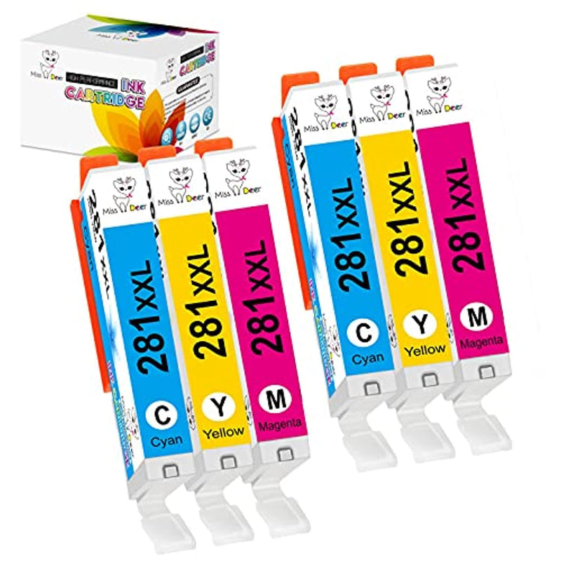 281 Ink Cartridges Compatible Replacement For Canon Cli 281Xxl 281 Xxl For Canon Pixma Ts9120 Tr7520 Tr8520 Ts8120 Ts8220 Ts8320 Ts6100 Ts6120 2C 2M 2Y 6 Pack