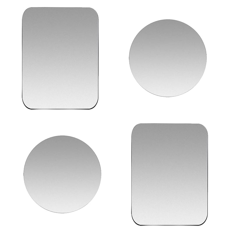 Salex Replacement Metal Plates Set 4 Pack For Magnetic Car Phone Holders Wall Air Vent Mounts Cases Magnets Kit Of 2 Silver Round And 2 Rectangular Iron Discs Without Holes 3M Adhesive Backing