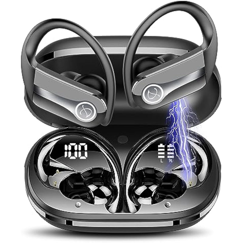Bluetooth 5.3 Over-Ear Earhooks Headset with LED Display