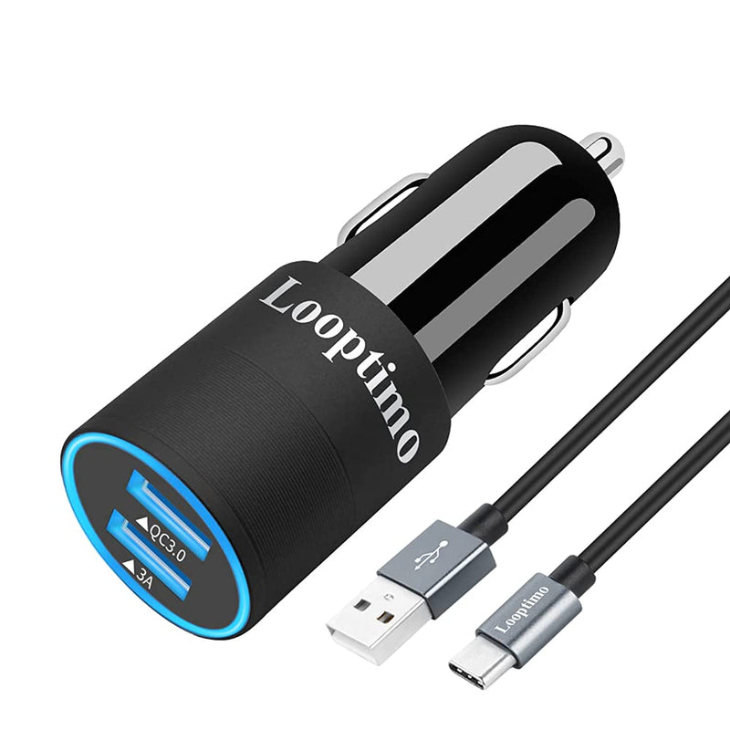 Rapid Usb C Car Charger Adapter Compatible For Samsung Galaxy S21 S20 Ultra Plus S10 S10 S10E S9 S8 Note 20 Ultra 10 9 8 18W Dual Port Quick Charge 3 0 Fast Charging Type C Cable 6 6Ft