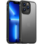 Lnioes Designed For Iphone 13 Pro Case Carbon Fiber Texture Silicone Soft Frame With Hard Translucent Matte Pc Back Shockproof Protection Cover Compatible With Iphone 13 Pro 6 1Black