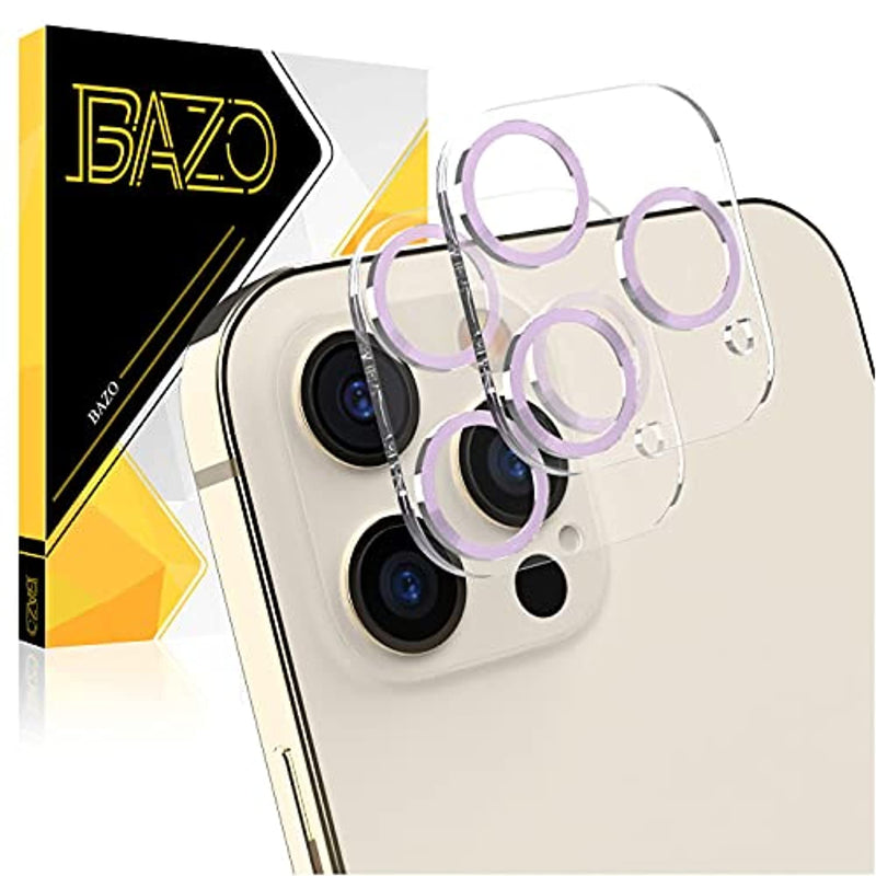 Bazo Purple Compatible For Iphone 12 Pro Max 6 7 Circle Blingy Camera Lens Protector Aluminum Alloy Ring Full Coverage Tempered Glass Cover Purple 2 Pack