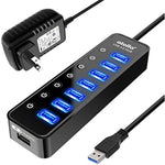 7 Port Usb Data Hub Splitter With One Smart Charging Port And Individual On Off Switches And 5V 4A Power Adapter Usb Extension For Macbook Mac Pro Mini