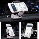 Bling Car Phone Holder Rhinestone Bling Crystal Car Phone Mount With One Air Vent Base Universal Cell Phone Holder For Dashboard Windshield And Air Vent White