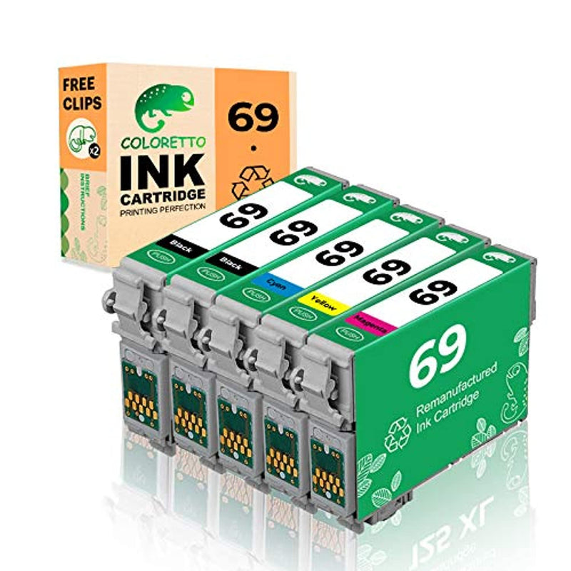 Ink Cartridge Replacement For Epson 69 T069 Used For Cx5000 Cx6000 Cx7000F Cx7450 Cx8400 Cx9400F Cx9475F Nx105 Nx115 5 Pack 2 Black 1 Cyan 1 Magenta 1 Yellow
