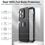 Full Body Shockproof Protective Case with Built in 9H Tempered Glass Screen Protector for iPhone 14 Pro Max 640