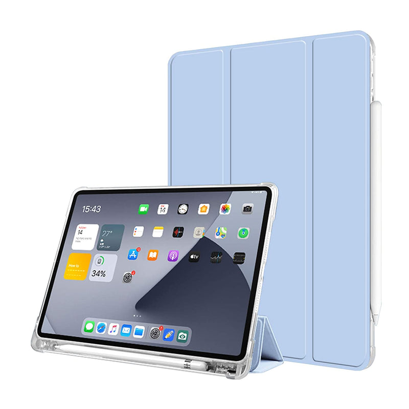 Case For Ipad Air 2020 10 9 Inch 4Th Generation Trifold Stand Auto Sleep Wake Slim Smart Cover Frosted Translucent Soft Tpu Shockproof Case With Pencil Holder For Ipad Air 4 Sky Blue