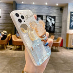 Cartoon Case for iPhone 14 Pro Max with HD Screen Protector Quicksand Cell Phone Pouch 508