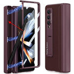 Samsung Galaxy Z Fold 4 Case Magnetic Hinge Protection Built In S Pen Holder With Front Glass Kickstand