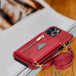 Kudex Wallet Case For Iphone 13 Pro Max Slim Fit Card Holder Case With Crossbody Strap Leather Magnetic Handbag Protective Folding Case Cover For Women Girl For Iphone 13 Pro Max 6 7 2021Red