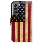 Galaxy S22 Case Bcov Retro American Flag Leather Flip Phone Case Wallet Cover With Card Slot Holder Kickstand For Samsung Galaxy S22 5G