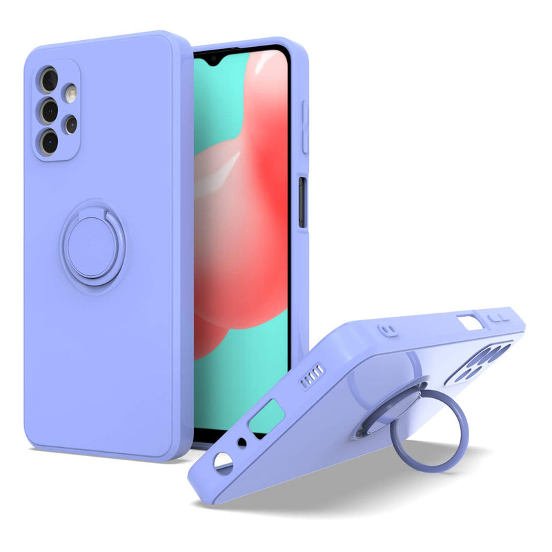 Cell Phone Case For Samsung Galaxy A32 5G With 360 Degrees Rotating Metal Magnetic Ring Kickstand Soft Tpu Rubber Bumper Microfiber Lining Cushion Shockproof Protective Case Lavender