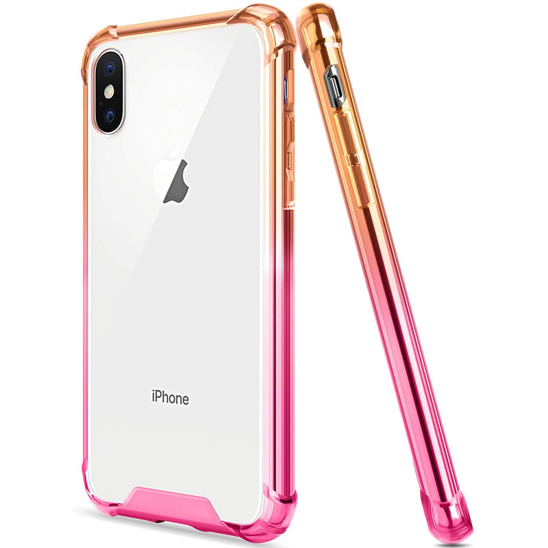 For Iphone Xs Max Case Clear Iphone Xs Max Case Cute Gradient Anti Scratch Slim Phone Case Cover Reinforced Tpu Bumper Shockproof Protective Case For Iphone Xs Max 6 5Inch 2018 Orange Pink
