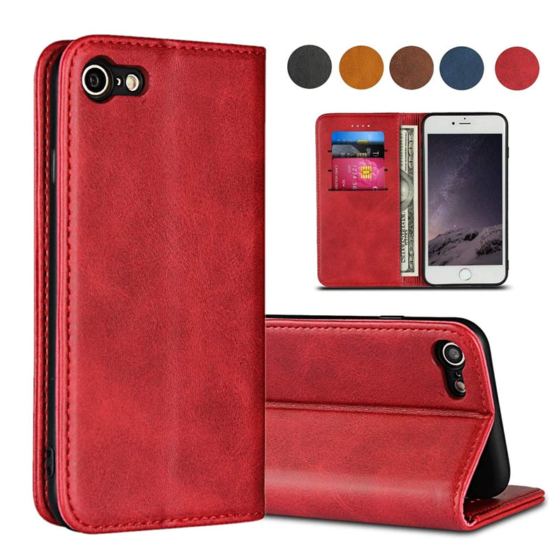 Sailortech For Iphone Se 3 2022 7 8 Se 2 Case Leather Phone Cover Flip Folio Case With Card Slot Kickstand Magnetic Closure Case Tpu Shockproof Interior Case For Iphone 7 8 Se 2 Se 3Rd 4 7 Red