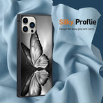 Lsl Compatible With Iphone 13 Pro Max Case Square Black Butterfly Cute Pattern Phone Case Luxury Black Butterfly Print Shockproof Full Body Protective Cover For Iphone 13 Pro Max 6 7 In