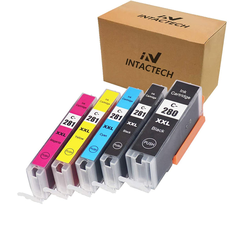 Intactech Compatible Ink Cartridges Replacement For Canon Pgi 280 Cli 281 Pgi 280 Xxl Cli 281 Xxl 5 Color Pack Pgbk Bk C M Y Work With Pixma Ts9120 Ts6120 Ts6