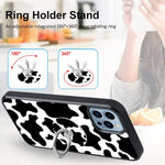 Ook Compatible With Iphone 13 Pro Max Case 6 7 Inch 2021 Cow Print Shockproof Protective Phone Case With Screen Protector And Ring Stand Wireless Charging For Women Girls
