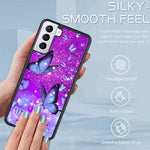 Kanghar Galaxy S21 Fe Case Purple Butterfly Cute Pattern Tire Edge Design Soft Tpu Bumper Hard Pc Back Full Body Protection Cover For Samsung Galaxy S21 Fe