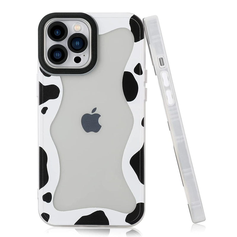 Lsl For Iphone 13 Pro Max Case Cow Pattern Frame Design Soft Tpu Bumper Anti Drop Shockproof Full Body Heavy Duty Protective Wireless Slim Clear Cute Phone Cover