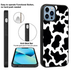 Ook Compatible With Iphone 13 Pro Max Case 6 7 Inch 2021 Cow Print Shockproof Protective Phone Case With Screen Protector And Ring Stand Wireless Charging For Women Girls