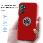 Jame Designed For Samsung Galaxy A13 Case Galaxy A13 Case With Screen Protector Tempered Glass 2 Pack Slim Shockproof Anti Drop Protection Cover Case With Ring Kickstand For Samsung A13 5G Red