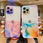 Lemoncover For Iphone 13 Pro Case 6 1 Marble Cute Clear Glitter Bling Design Gradient Pattern Soft Camera Screen Protective Bumper For Women Girls Slim Flexible Shockproof Cover Green Purple