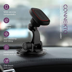 Connekto Magnetic Car Dashboard Arm A016 Universal Black Smartphone Holder For Vehicle Car Dash Rotates Tilts 4 Magnets Compatible Gel Pad Install