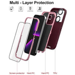 Kxa For Iphone 13 Pro Max Case With 2 Screen Protector Camera Lens Protector Heavy Duty Military Grade Full Body Protection Phone Case Shockproof Drop Proof 6 7 Wine Light Pink